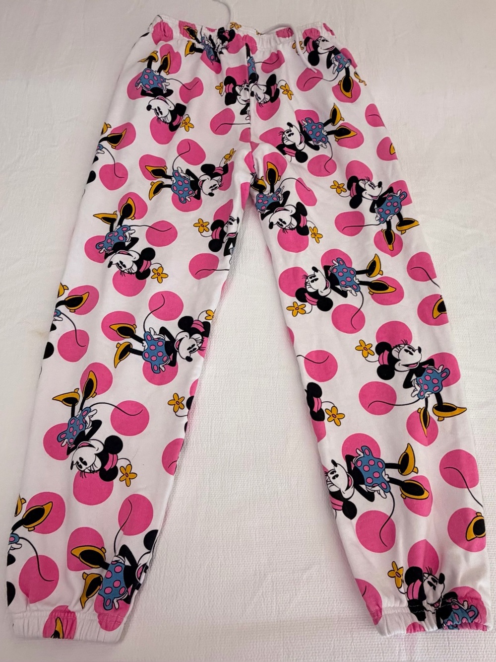 Disney Parks Minnie Mouse Pink & White Polka Dot Sweat Pants Joggers Size M - Picture 3 of 7